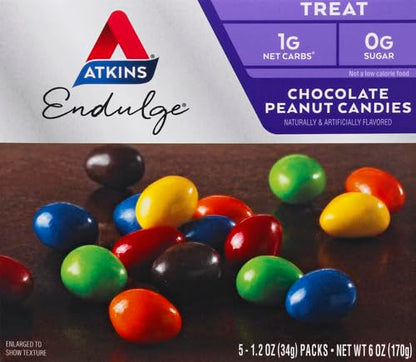 Atkins Endulge Chocolate Peanut Candies, Dessert Favorite, 0g Sugar, 20 Count