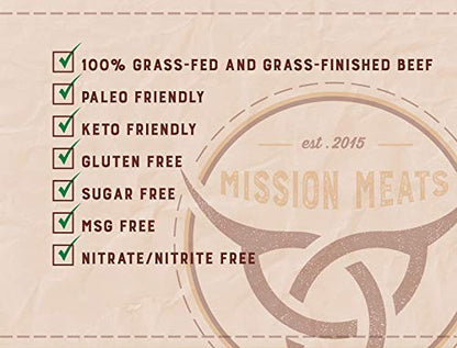 Mission Meats Kids Beef Sticks, 100% Grass Fed, Healthy Snacks for Kids, Zero Sugar, 9g Protein per Serving, Gluten & Nut Free, Individually Wrapped, Mini 0.5oz (72ct Bag)