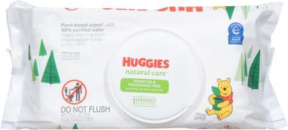 Huggies Natural Care Sensitive Baby Wipes, Unscented, Hypoallergenic, 99% Purified Water, 1 Flip-Top Pack (56 Wipes Total) (Pack of 3)