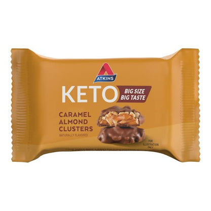 Atkins Caramel Almond Clusters, Gluten Free, High in Fiber, 1g Sugar, 2g Net Carb, Keto Friendly, 20 Count & Endulge Peanut Butter Cups, Dessert Favorite, Low Carb, 0g Sugar, 20 Count