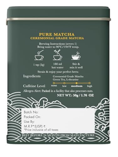 Luxmi Estates - Pure Matcha - Ceremonial Grade Matcha Powder - 50g | Organic, Stone-Ground Matcha Tea, Rich in Antioxidants | Authentic Zen Tea Experience