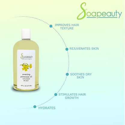 Soapeauty Evening Primrose Oil Cold-Pressed and Cold-Filtered Natural Oil. Evening Primrose Oil Contains high Level (9%) of The Essential Fatty Acid Gamma-Linolenic Acid (48 OZ)