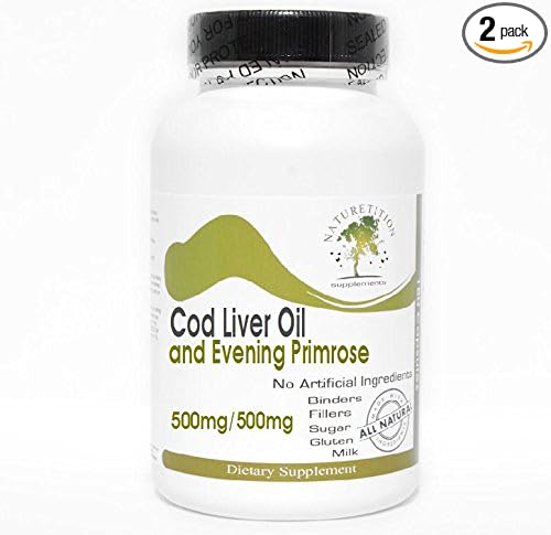 Cod Liver Oil Concentrate 500mg and Evening Primrose 500mg ~ 200 Capsules - No Additives ~ Naturetition Supplements