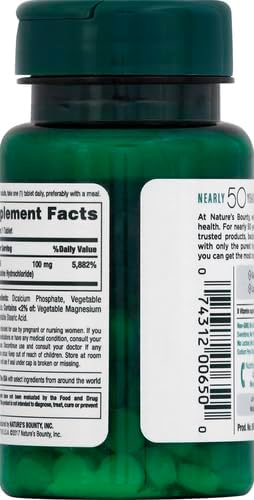 Nature's Bounty Vitamin B6 100mg Tablets - Supports Energy Metabolism & Nervous System Health, 100 Count (Pack of 3)