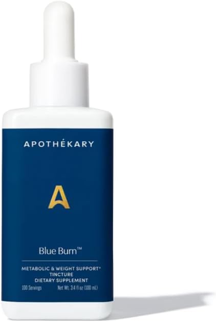 Apothékary Blue Burn Herbal Supplement Liquid Drops, Metabolism and Weight Management Support, Clinically-Tested, Made in the USA, 3.4 Fl Oz, 100 Servings