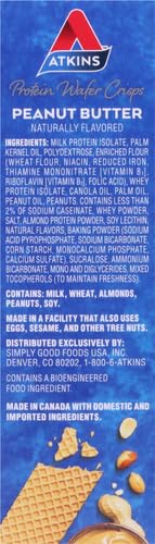 Atkins Peanut Butter Protein Wafer Crisps, Protein Dessert, 4g Net Carb, 1g Sugar, Keto Friendly, 5 Count