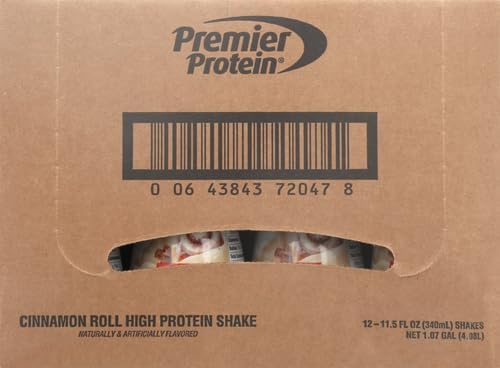 Premier Protein Shake,Cinnamon Roll,30g Protein,No Added Sugar,24 Vitamins & Minerals to Support Immune Health,11.5 fl oz (Packaging May Vary),(Pack of 24)