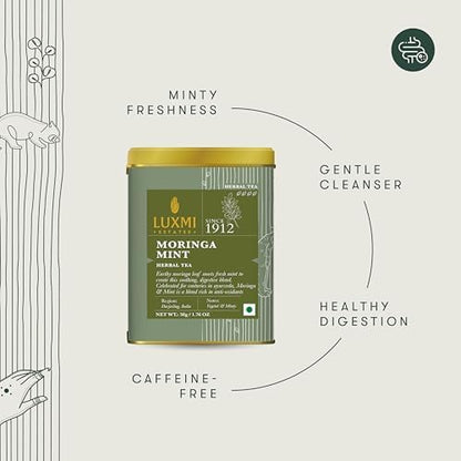 Luxmi Estates - Moringa Mint Tea Loose Leaf - 50g, 1.76 Oz (25 cups) | Moringa and Mint