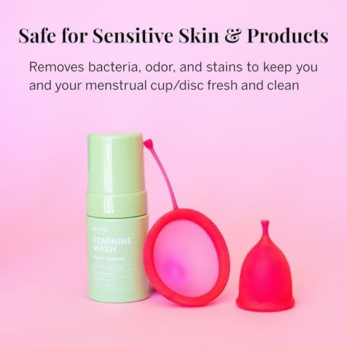 Pixie Feminine Wash – Healthy Foaming Cleaner with Natural Ingredients – More Foam Wash in Bottle Than Any Other Brand – pH Balanced & Plant Based – for Your Menstrual Cups and Discs, 2.5 Fluid oz