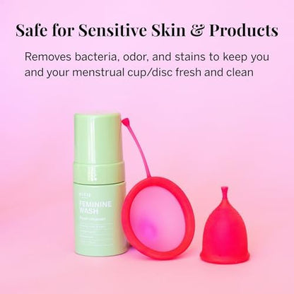 Pixie Feminine Wash – Healthy Foaming Cleaner with Natural Ingredients – More Foam Wash in Bottle Than Any Other Brand – pH Balanced & Plant Based – for Your Menstrual Cups and Discs, 2.5 Fluid oz