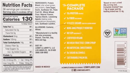 Lenny & Larry's The Complete Cremes®, Sandwich Cookies, Vanilla, Vegan, 5g Plant Protein, 6 Cookies Per Pack (Box of 12), (Pack of 2)