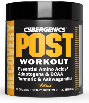 Post-Workout Gummies, Recovery Accelerator, Support Muscle Recovery & Joint Health, Essential Amino Acids, with Ashwagandha & Curcumin, BCAAs, Citrus Flavor, 60 Gummies, 30 Servings
