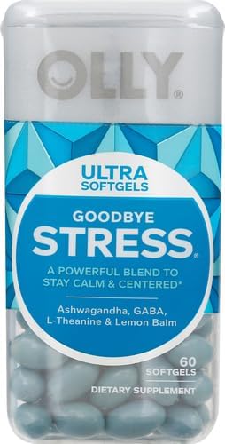 OLLY Ultra Strength Goodbye Stress Softgels,GABA,Ashwagandha,L-Theanine and Lemon Balm,Stress Relief Supplement -,60 Count (Pack of 2)
