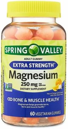 Spring Valley Extra Strength Magnesium Gummies for Bone and Muscle Health, 250mg, 60ct + Sticker.