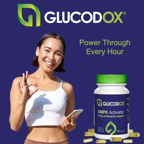 GlucodOX AMPK Activator Supplement – AMPK Enzyme, Metabolism Booster, Guggul Supplement for Body Management & Longevity – Vegan Metabolic Support - 30 Day Supply (60 Capsules)