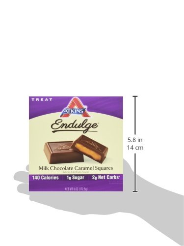 Atkins Endulge Milk Chocolate Caramel Squares, Dessert Favorite, Good Source of Fiber, 1g Sugar, 90 Count