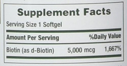 Nature's Bounty Biotin 5000 mcg, 60 Quick Dissolve Tablets (Pack of 2)
