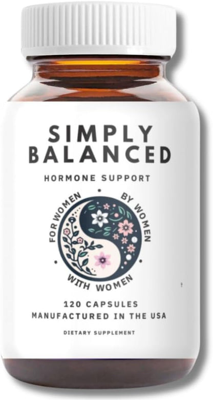Simply Balanced – Hormone Balance for Women – Restore Hormone Harmony – PMDD Supplements for Women – Perimenopause – Menopause – Cortisol Reducer – PMS – PCOS Supplements – 120 ct