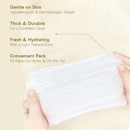 Tossoya™ Gentle Intimate Wipes - pH Balanced Feminine Cleansing Wipes for Sensitive Skin - Quick-Dry & Refreshing Daily Care - Individually Wrapped - Plant-Based Formula -10 Count (Pack of 1)