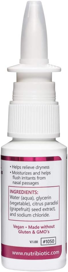NutriBiotic Nasal Spray 1 Fl Oz | Nasal Lubricant with Grapefruit Seed Extract & Sodium Chloride | Help Flush Irritants from Nasal Passages | Convenient Measured Dose Pump | Drug-Free & Non-Medicated