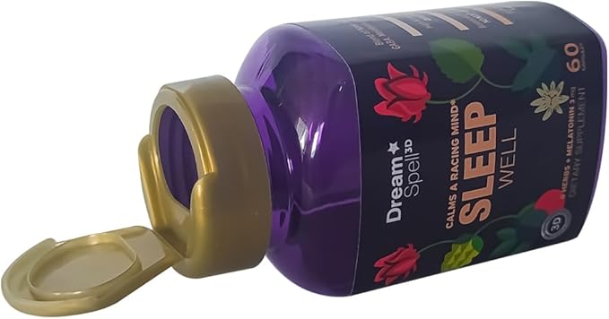 Dream Spell 3D Natural-Based Sleep Aid - Soothes an Alert Mind, No Next-Day Grogginess- Drug-Free Innovative Formula with 3Mg Melatonin, GABA, Hops - Restful Nights, Refreshed Mornings - 60 Capsules