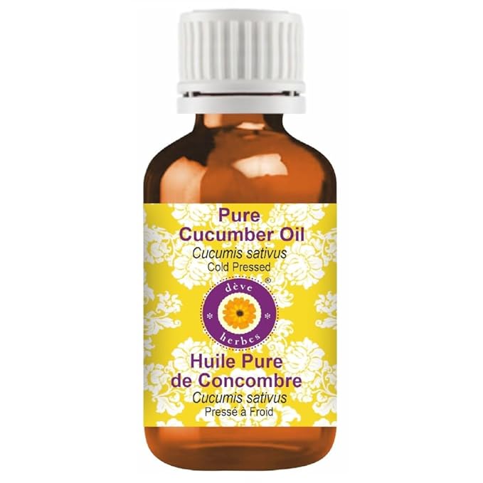 Deve Herbes Pure Cucumber Oil (Cucumis sativus) Cold Pressed 15ml (0.50 oz)