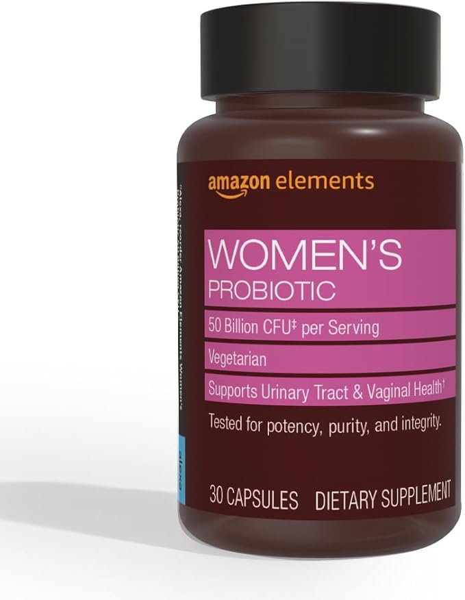 Amazon Elements Women's Probiotic, 50 Billion CFU, 7 Strains Blend, Supports Urinary & Vaginal Health, 30 Capsules
