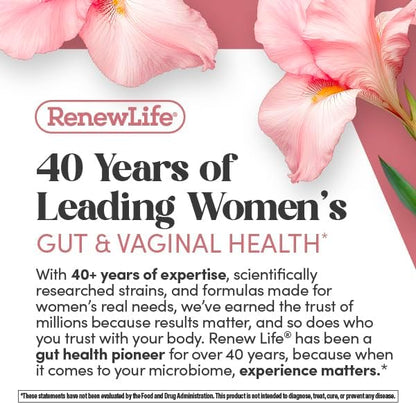 Renew Life Ultimate Flora Vaginal Probiotics for Women | 6 Billion CFU | 60 Delayed Release Vegan Capsules | Vaginal Health and pH Balance | Dairy, Soy and Gluten Free Supplement