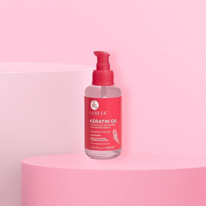 Luseta Keratin Hair Oil Serum for Color Treated Damaged & Dry Hair Strengthening & Nourishing, Keratin Hair Treatment Oil, Free of Sulfates, Paraben and Gluten 3.38 oz