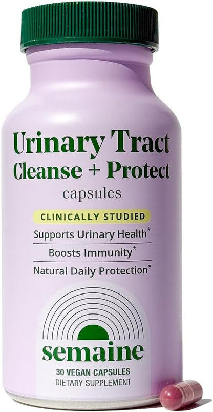 Semaine Urinary Tract Cleanse & Protect 30ct. – Bladder Health Supplement for Women, Support Urinary Tract Health. Combines Cranberry Proanthocyanidins with Hibiscus - Travel Sized Jar