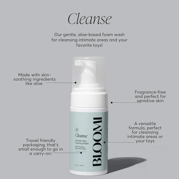 Bloomi Cleanse Intimate Skin Foaming Wash for Women - Hydrating Aloe Vera Cleansing for Intimate Areas Gentle Soothing Feminine Hygiene Shower Moisturizing Natural Foaming Soap Wash 3.4oz (1)