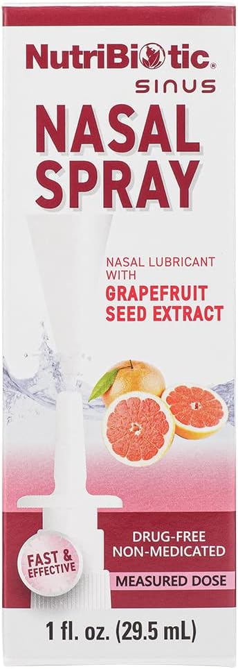 NutriBiotic Nasal Spray 1 Fl Oz | Nasal Lubricant with Grapefruit Seed Extract & Sodium Chloride | Help Flush Irritants from Nasal Passages | Convenient Measured Dose Pump | Drug-Free & Non-Medicated