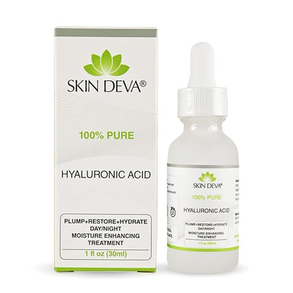 Skin Deva 100% Pure Hyaluronic Acid Serum for Face – Hydrating Facial Serum to Help Plump and Smooth the Appearance of Fine Lines – Lightweight Moisture Boost for All Skin Types – 1 Fl oz
