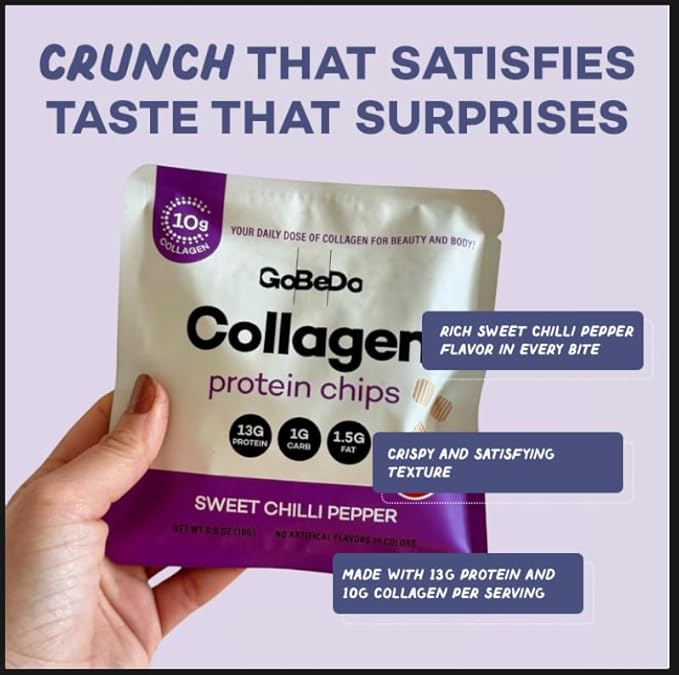 GoBeDo Collagen Protein Chips – First Collagen-Based Snack, 13g Protein, Low Carb, Keto Friendly, Healthy Chips & Crisps, Alternative to Collagen Powder, Gluten-Free, 10 Bags Variety Pack