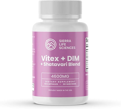 Hormonal Balance Blend for Women – Vitex, DIM, Shatavari + Adaptogenic Support – Menstrual & Menopause Relief – Vegan, Clean-Label Formula – 4600mg – 60 Capsules