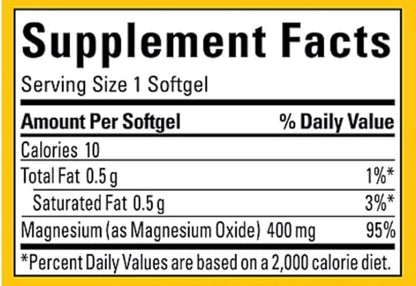 Nature Made High Potency Magnesium 400 mg - 150 Liquid Softgels,(Pack of 2)
