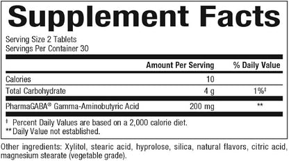 Natural Factors Pharma GABA - Dietary Supplement Supports Calm Sleep & Sleep Quality - Natural, Fast-Working Supplement Aids Focus & Brain Health - 60 Chewable Tablets (30 Servings)