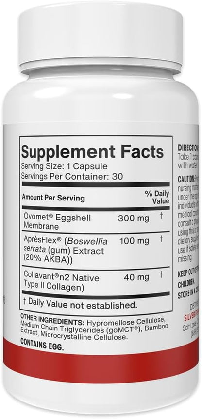 Silver Fern Brand Joint Complex – Daily Joint Support with AprèsFlex Boswellia, Ovomet Eggshell Membrane & Type II Collagen – 120 Capsules, 30-Day Supply