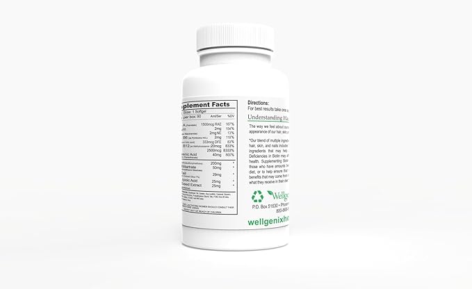 Wellgenix Purvana Hair Skin and Nails Supplement – 2500mcg Biotin Softgels with MSM & B-Complex – Daily Beauty Support for Stronger Nails & Hair Vitality – 180 Softgels (2 Pack)