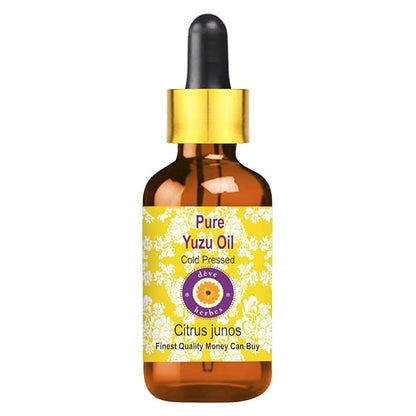 Deve Herbes Pure Yuzu Oil (Citrus Junos) with Glass Dropper Cold Pressed 30ml (1 oz)