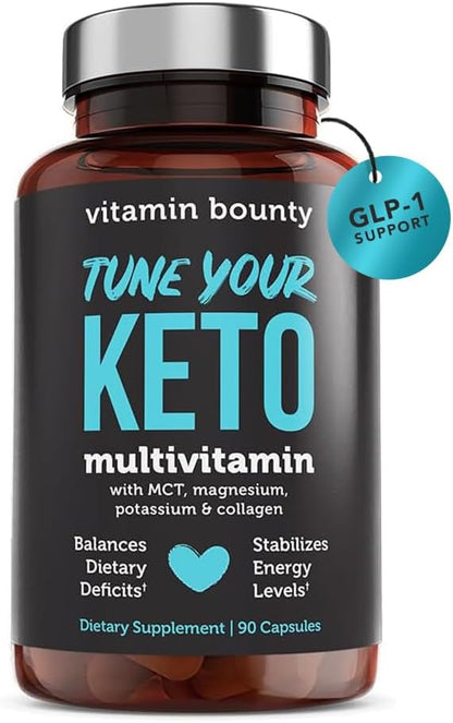 Vitamin Bounty Tune Your Keto Multivitamin with Magnesium & Potassium - Daily Supplements for Men & Women on Keto Diet - Energy & Cramp Relief - Ketosis Support - GLP-1 Support - 90 Capsules