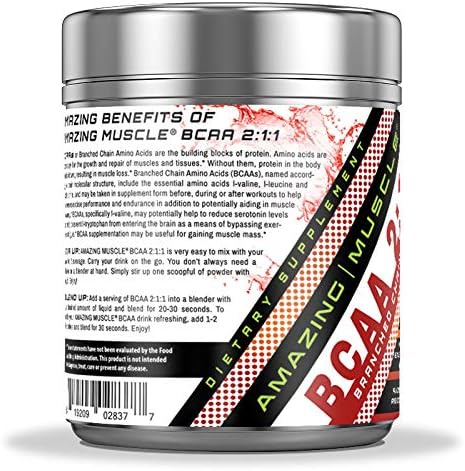 Amazing Muscle BCAA 2:1:1 Branched Chain Amino Acids Supplement | 6,000 Mg Per Serving | Fruit Punch Flavor | 30 Servings