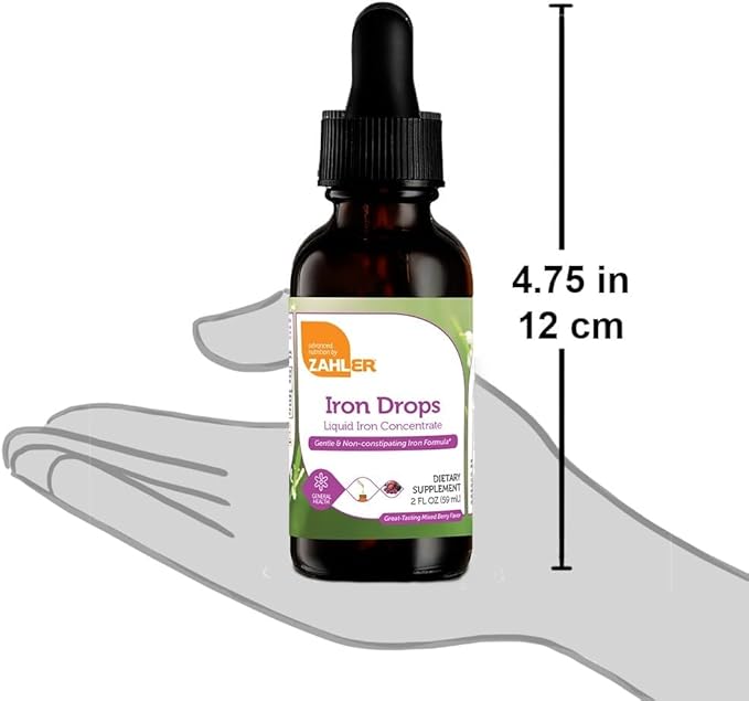 Zahler's Iron Drops, Liquid Iron Concentrate, Gentle and Non-Constipating Iron Formula, 2 Fl OZ.