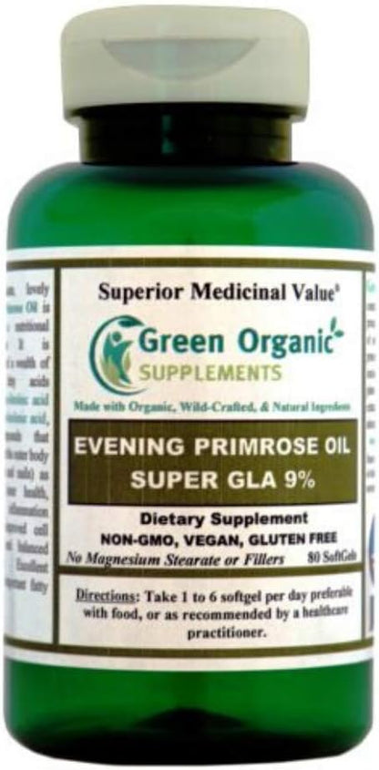 Green Organic Supplements Evening Primrose Oil, GLA, Super (Pack of 1)