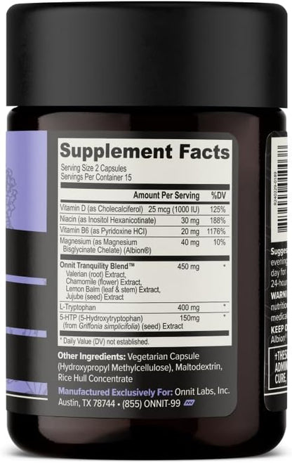 ONNIT New Mood Daily Stress Support Capsules, IGEN™ Non-GMO Tested, Sleep and Mood Support Supplement for Men and Women, Daily Stress Management Capsules, 30 Count