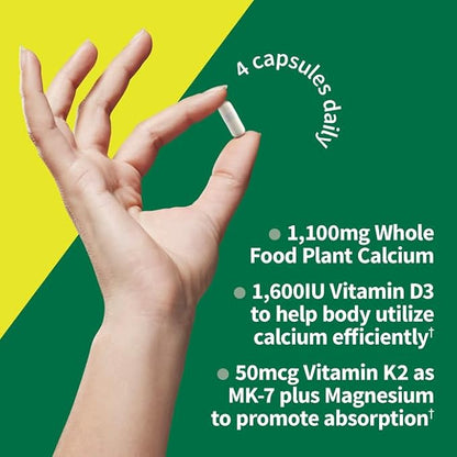 Garden of Life Raw Calcium Supplement for Women and Men - Vitamin Code Made from Whole Foods with Magnesium, K2, Vitamin D3 and Vitamin C plus Probiotics for Digestion, 120 Capsules