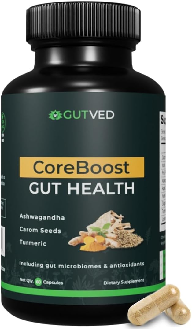 Bloating & Gas Relief Probiotic for Women & Men | 9-in-1 Gut & Digestive Support with Probiotics, Prebiotic Inulin, Turmeric, Ginger & Fennel | Daily Plant-Based Capsules, 60 Count