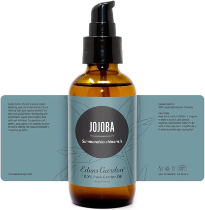 Edens Garden Jojoba Carrier Oil- 100% Pure Premium Cold Pressed & Hexane Free, Natural Deep Moisturizer For Face, Skin, Hair & Nails- Great For Diluting Essential Oils & Soap Making 118 ml (4 fl oz)