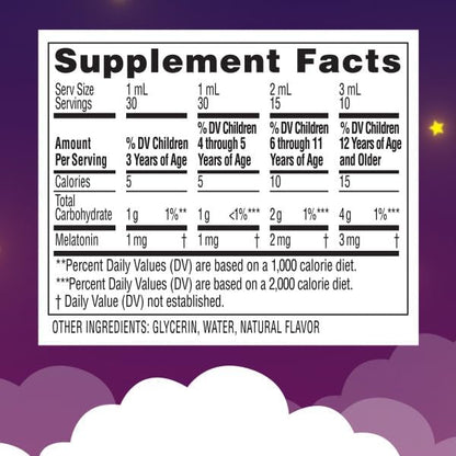 Zarbee's Kids Sleep Supplement Liquid with 1mg Melatonin; Drug-Free & Effective; Easy to Take Natural Berry Flavor for Children Ages 3 and Up; 1 Fl Oz Bottles,(Pack of 4)