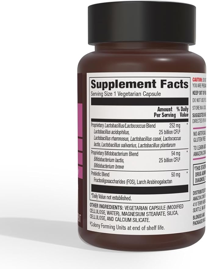 Amazon Elements Women's Probiotic, 50 Billion CFU, 7 Strains Blend, Supports Urinary & Vaginal Health, 30 Capsules